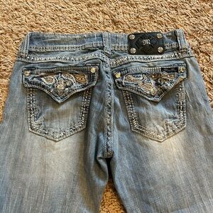 Embellished Blue Miss Me Denim Capri Jeans